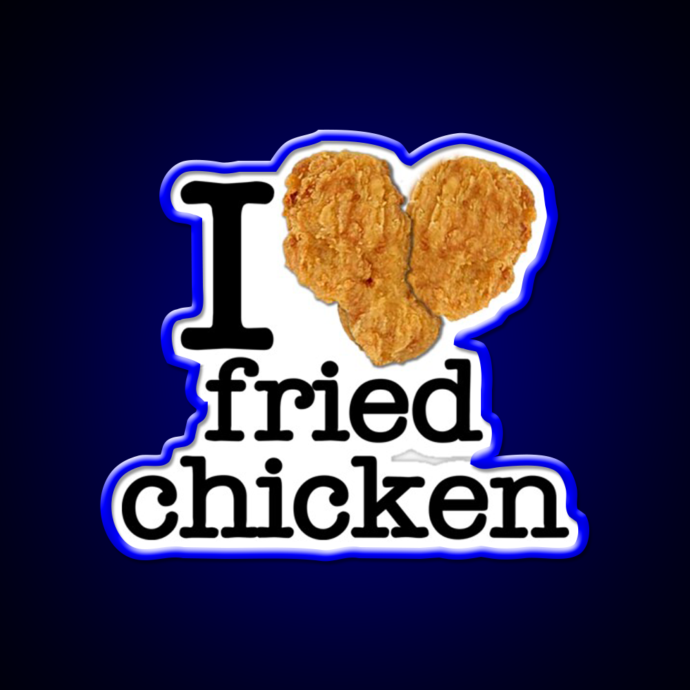 I Love Heart Fried Chicken Fast Food Led Neon Sign For Burger Place Rgb Color