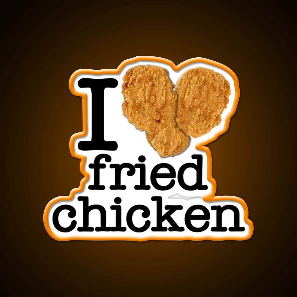 I Love Heart Fried Chicken Fast Food Led Neon Sign For Burger Place Rgb Color - Shineneon