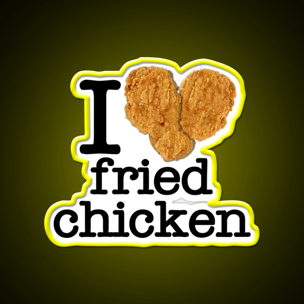 I Love Heart Fried Chicken Fast Food Led Neon Sign For Burger Place Rgb Color - Shineneon