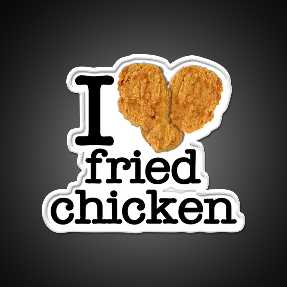 I Love Heart Fried Chicken Fast Food Led Neon Sign For Burger Place Rgb Color