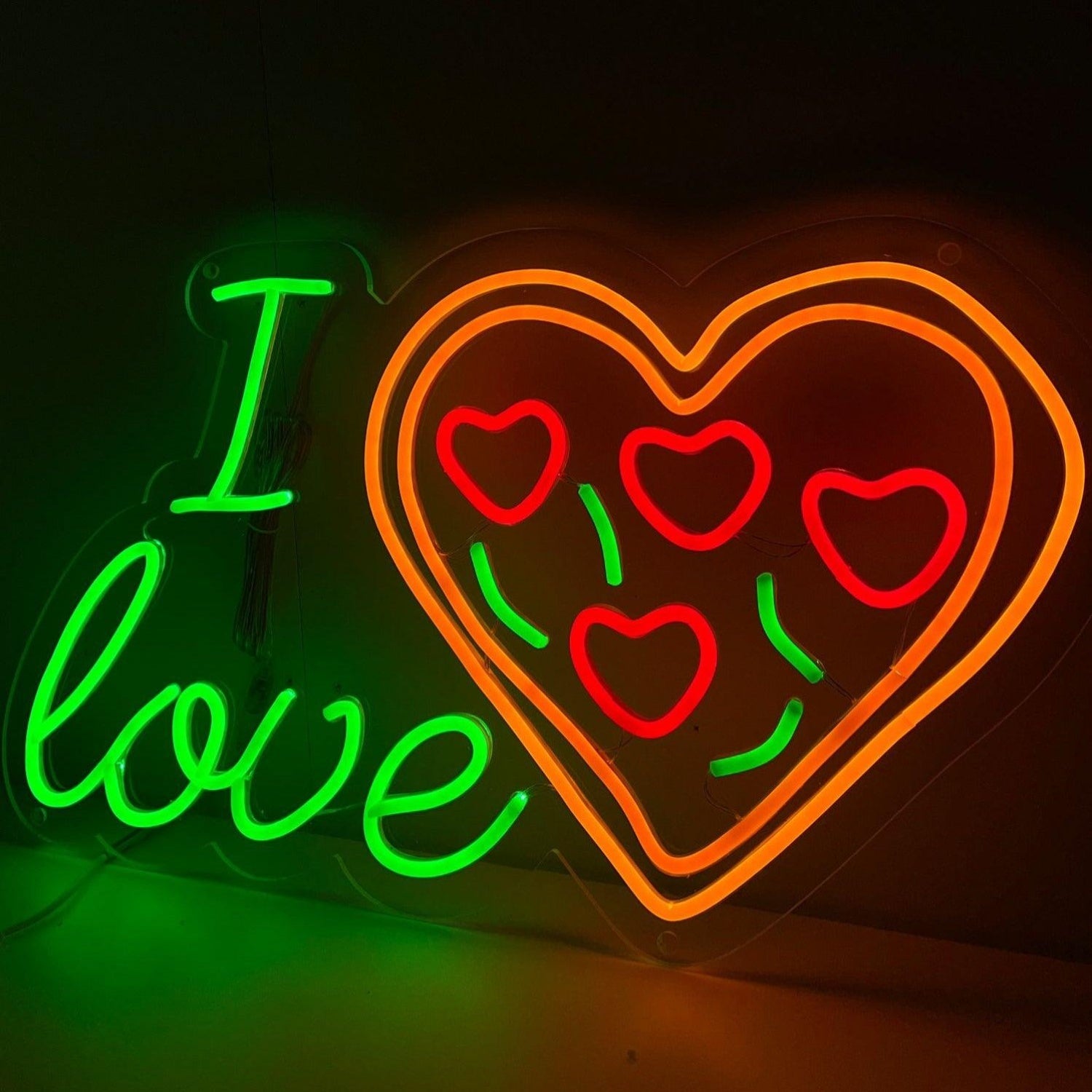 I Love Heart Green Orange Red Led Neon Sign For Romantic Home Bedroom Decor | Shineneon