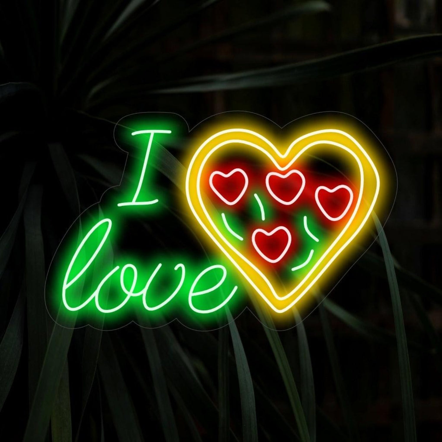 I Love Heart Green Orange Red Led Neon Sign For Romantic Home Bedroom Decor | Shineneon