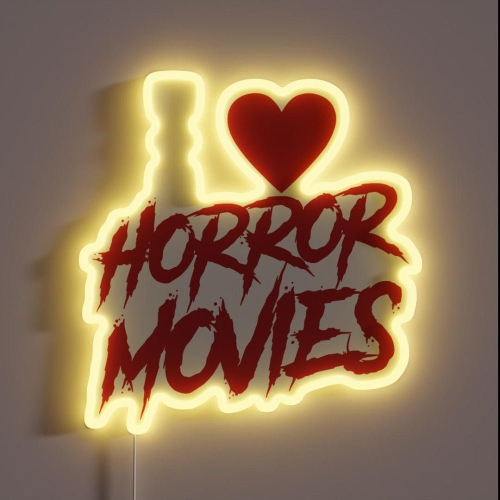 I Love Horror Movies Addict 80s Horror Movie Fan Rgb Led Neon Sign - Shineneon
