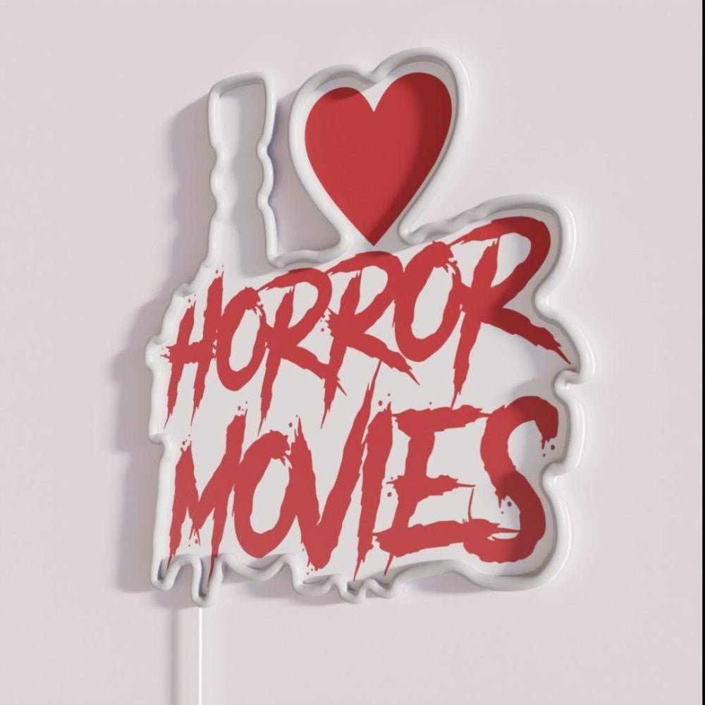 I Love Horror Movies Addict 80s Horror Movie Fan Rgb Led Neon Sign - Shineneon