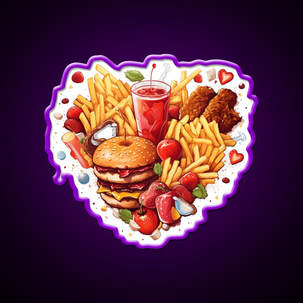 I Love Junk Food Fast Food Led Neon Sign For Burger Place Rgb Color