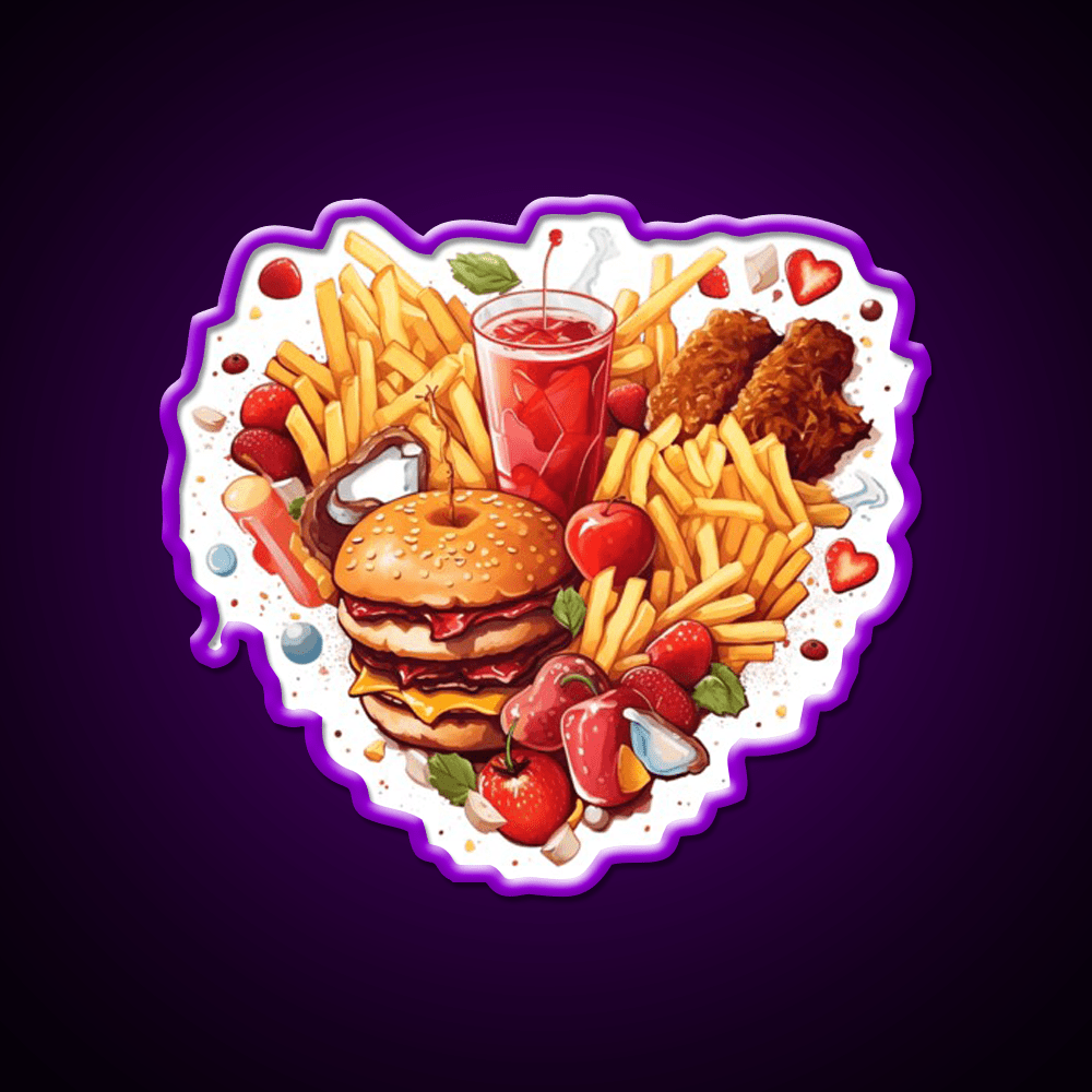I Love Junk Food Fast Food Led Neon Sign For Burger Place Rgb Color - Shineneon