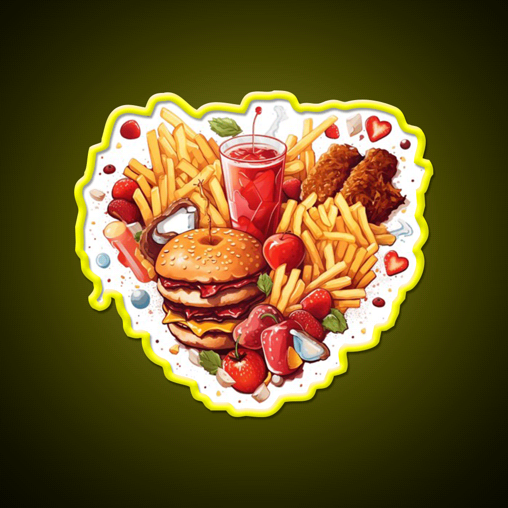 I Love Junk Food Fast Food Led Neon Sign For Burger Place Rgb Color