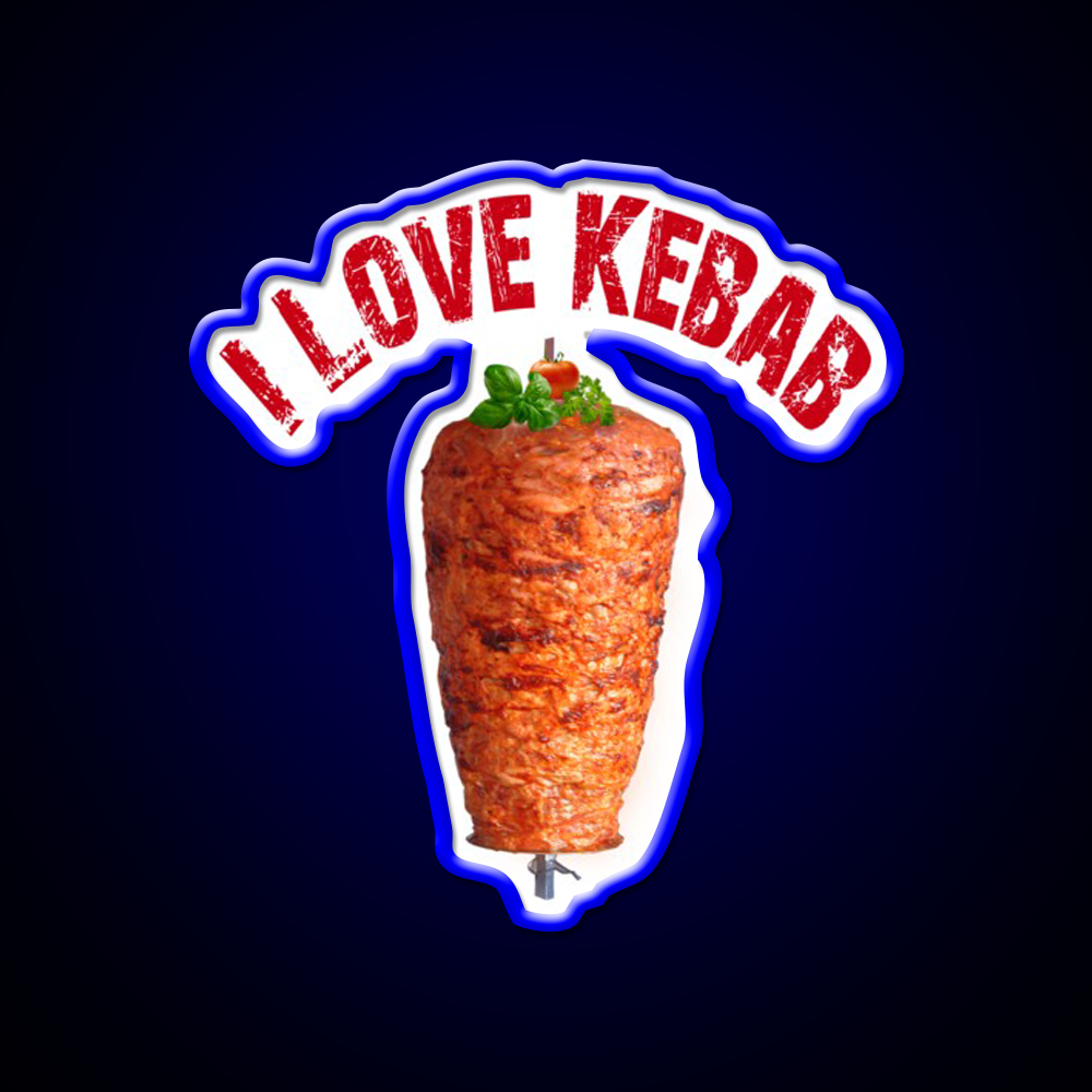 I Love Kebab Fast Food Led Neon Sign For Burger Place Rgb Color