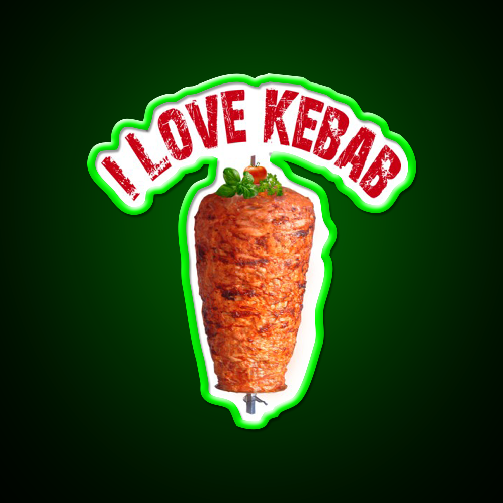 I Love Kebab Fast Food Led Neon Sign For Burger Place Rgb Color
