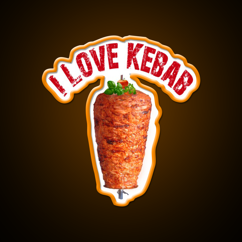 I Love Kebab Fast Food Led Neon Sign For Burger Place Rgb Color