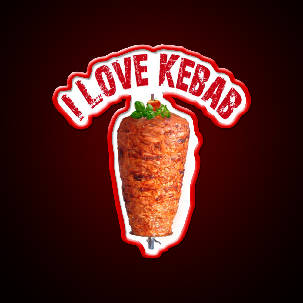 I Love Kebab Fast Food Led Neon Sign For Burger Place Rgb Color