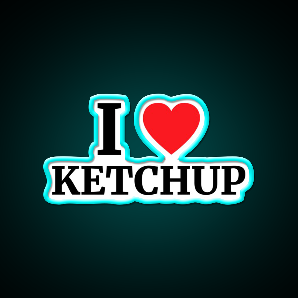 I Love Ketchup Heart Fast Food Led Neon Sign For Burger Place Rgb Color