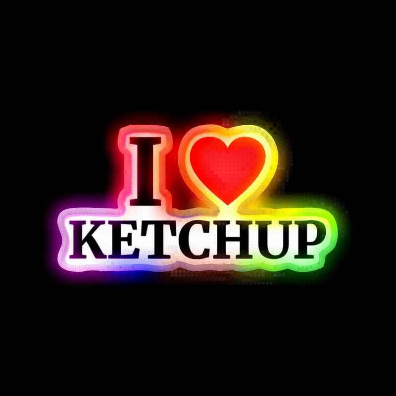 I Love Ketchup Heart Fast Food Led Neon Sign For Burger Place Rgb Color