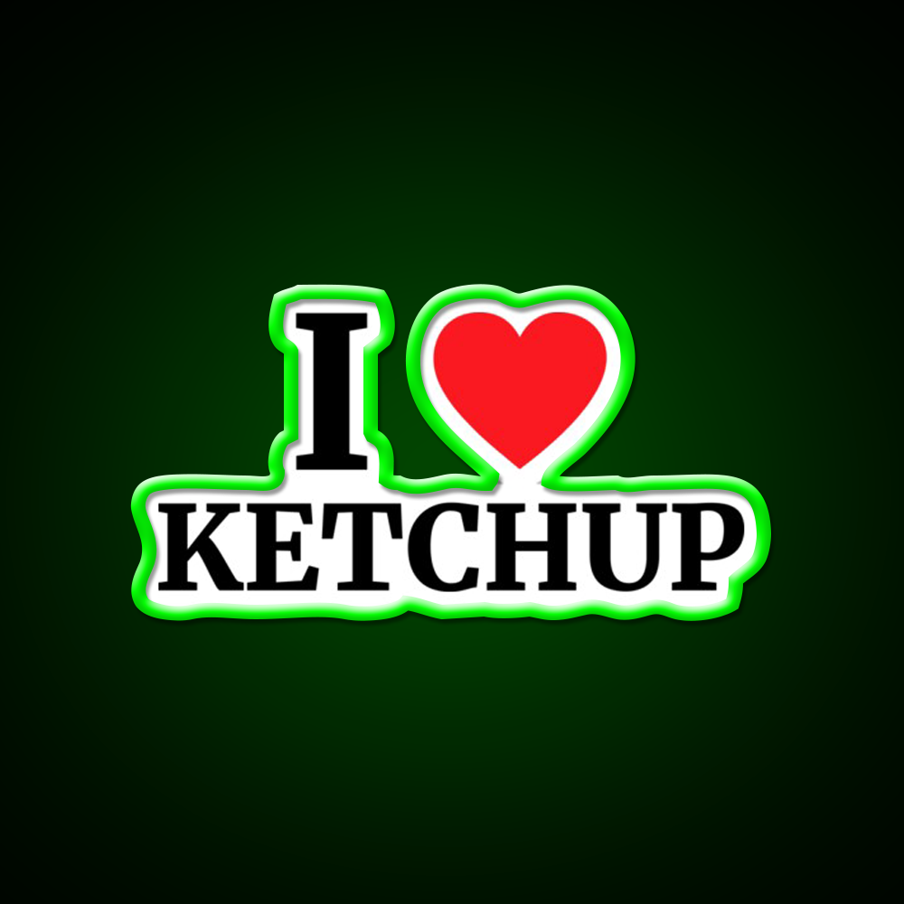I Love Ketchup Heart Fast Food Led Neon Sign For Burger Place Rgb Color