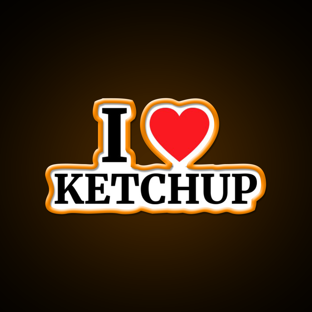 I Love Ketchup Heart Fast Food Led Neon Sign For Burger Place Rgb Color