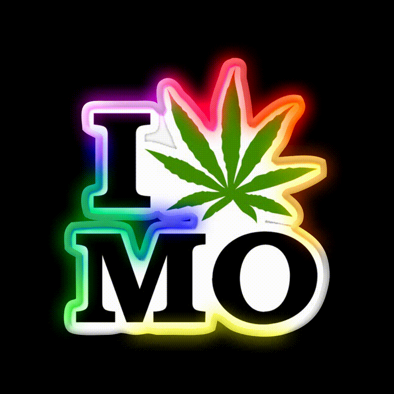 I Love Missouri Weed Hemp Inspired Green Leaf Led Neon Sign Rgb Color - LED neon sign close-up detail