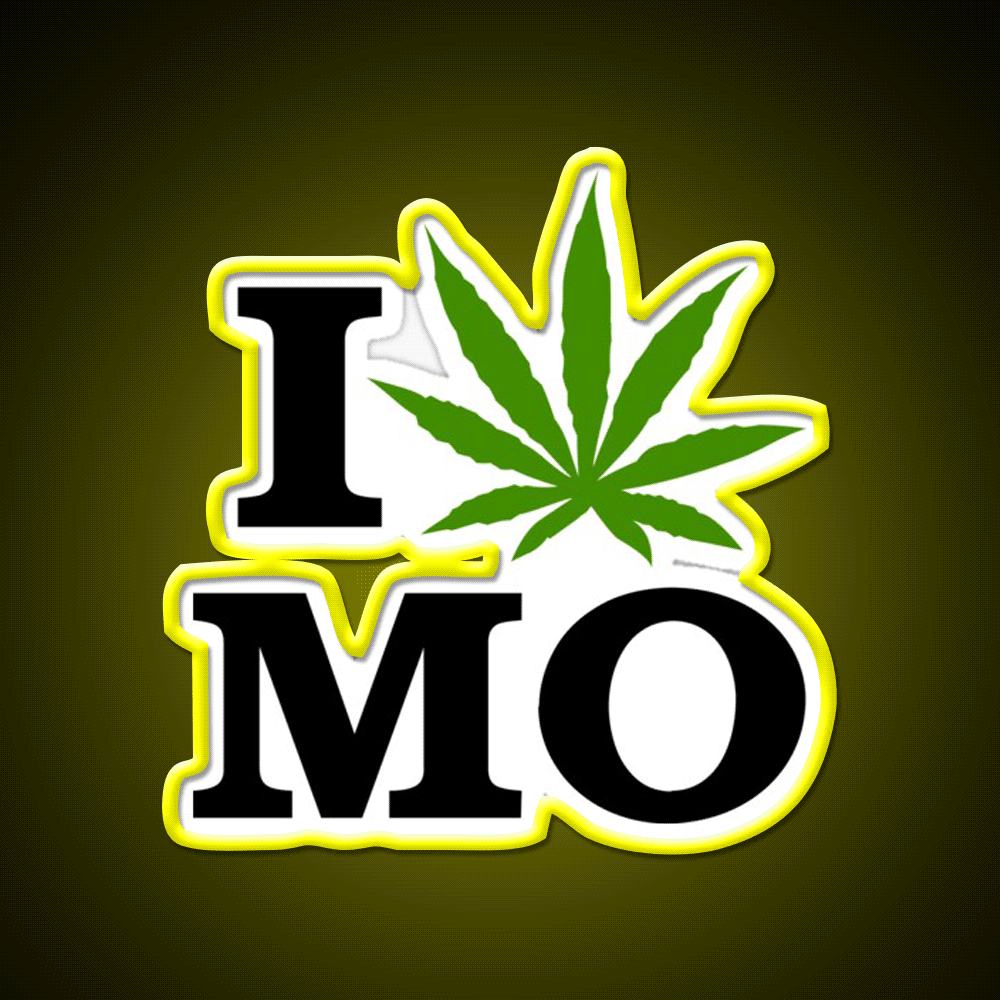 I Love Missouri Weed Hemp Inspired Green Leaf Led Neon Sign Rgb Color - Custom LED neon sign front view