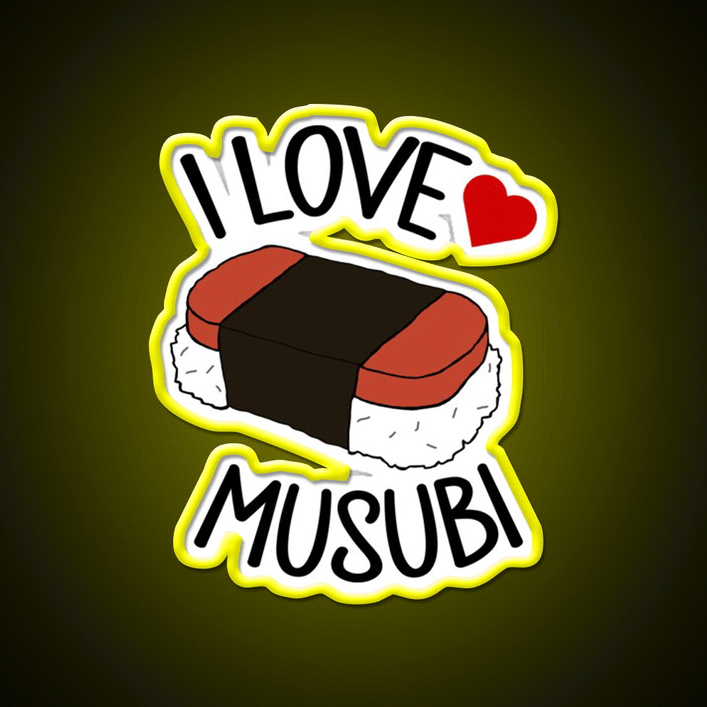 I Love Musubi Snack Food Led Neon Sign Rgb Color - Custom LED neon sign front view