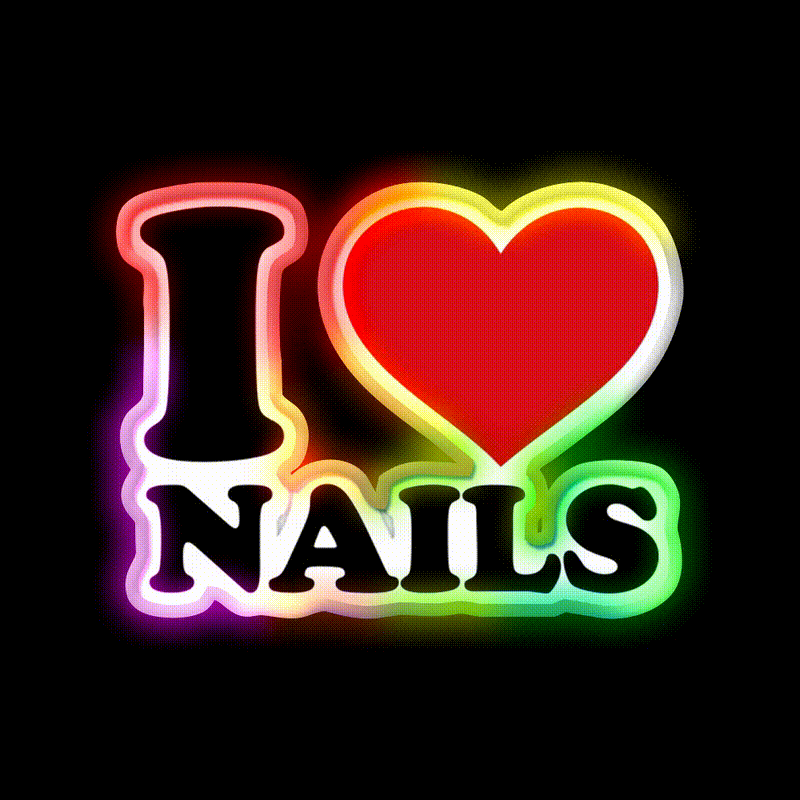 I Love Nails Bold Heart Design For Nail Lovers Nail Salon Led Neon Sign Rgb Color - LED neon sign close-up detail