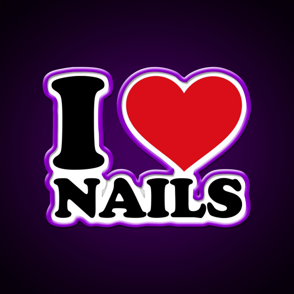 I Love Nails Bold Heart Design For Nail Lovers Nail Salon Led Neon Sign Rgb Color - Shineneon