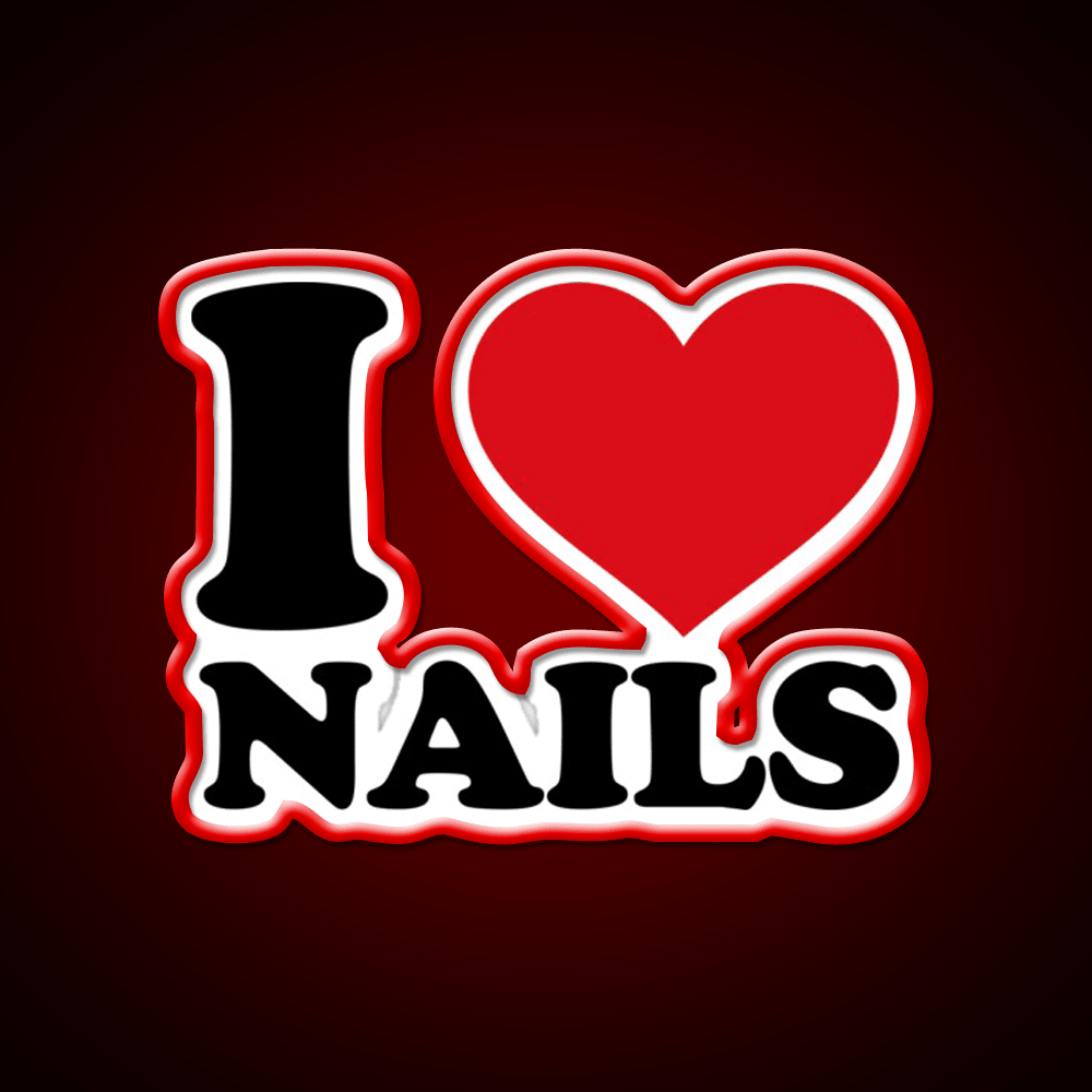 I Love Nails Bold Heart Design For Nail Lovers Nail Salon Led Neon Sign Rgb Color - Shineneon