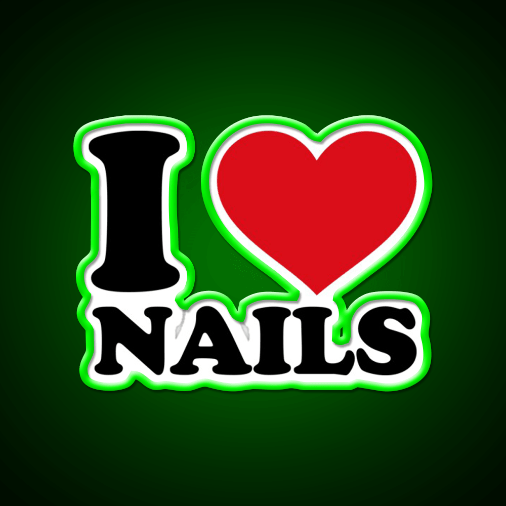 I Love Nails Bold Heart Design For Nail Lovers Nail Salon Led Neon Sign Rgb Color - Shineneon