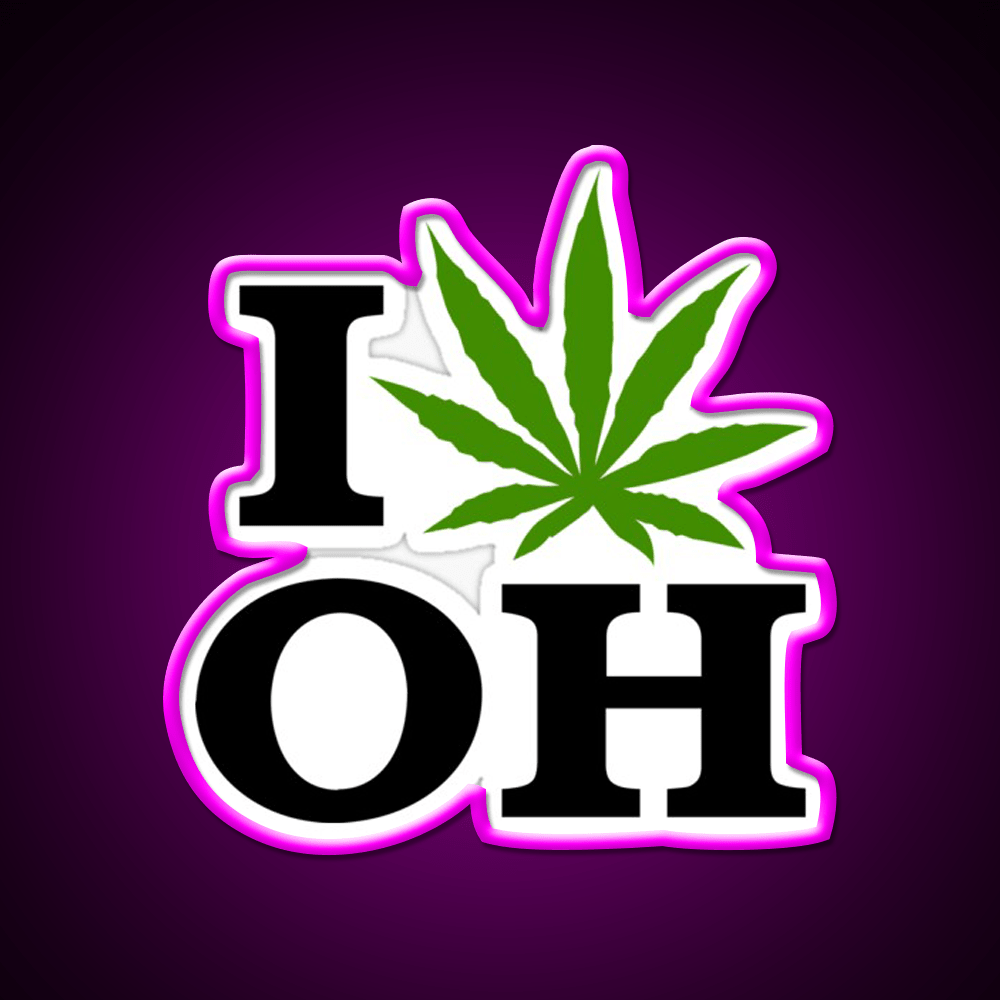 I Love Ohio Weed Hemp Inspired Green Leaf Led Neon Sign Rgb Color - Shineneon