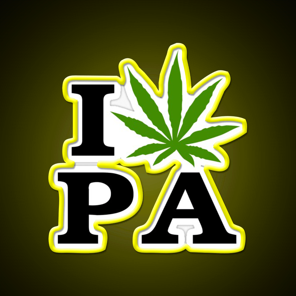 I Love Pennsylvania Weed Hemp Inspired Green Leaf Led Neon Sign Rgb Color - Custom LED neon sign front view