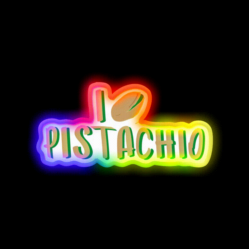 I Love Pistachio Snack Food Led Neon Sign Rgb Color - LED neon sign close-up detail