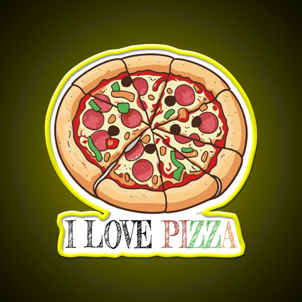 I Love Pizza Snack Food Led Neon Sign Rgb Color - Custom LED neon sign front view