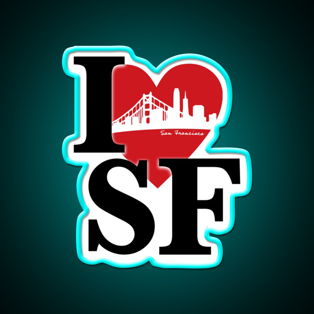I Love San Francisco Asian Cultural Led Neon Sign Rgb Color - Size and dimension reference