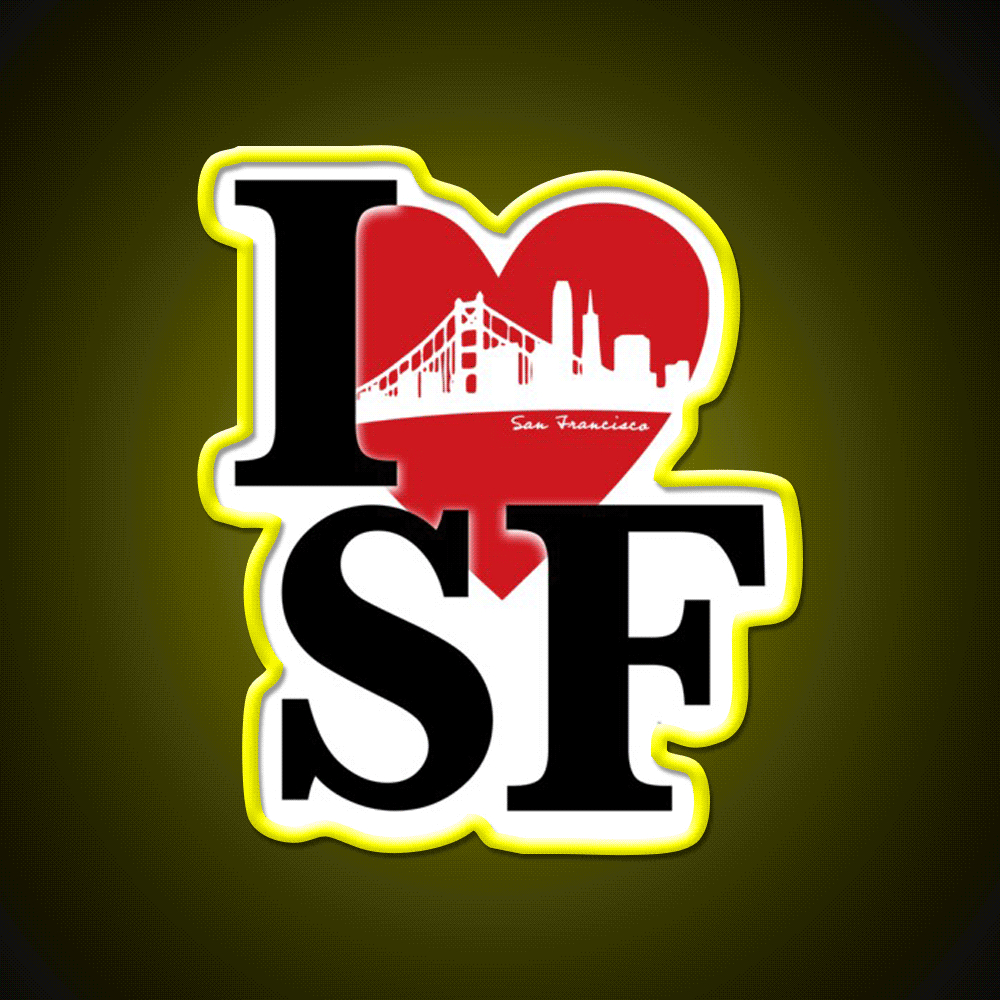 I Love San Francisco Asian Cultural Led Neon Sign Rgb Color - Custom LED neon sign front view
