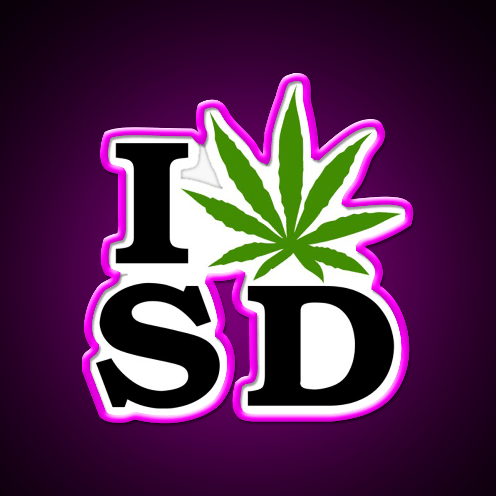 I Love South Dakota Weed Hemp Inspired Green Leaf Led Neon Sign Rgb Color - Shineneon