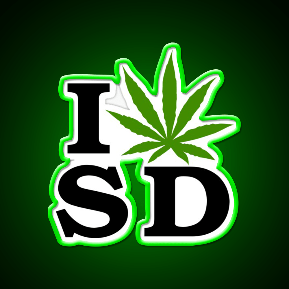I Love South Dakota Weed Hemp Inspired Green Leaf Led Neon Sign Rgb Color - Shineneon
