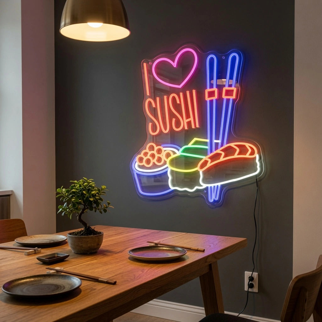 I Love Sushi LED Neon Sign - 03 Real Lifestyle Scene