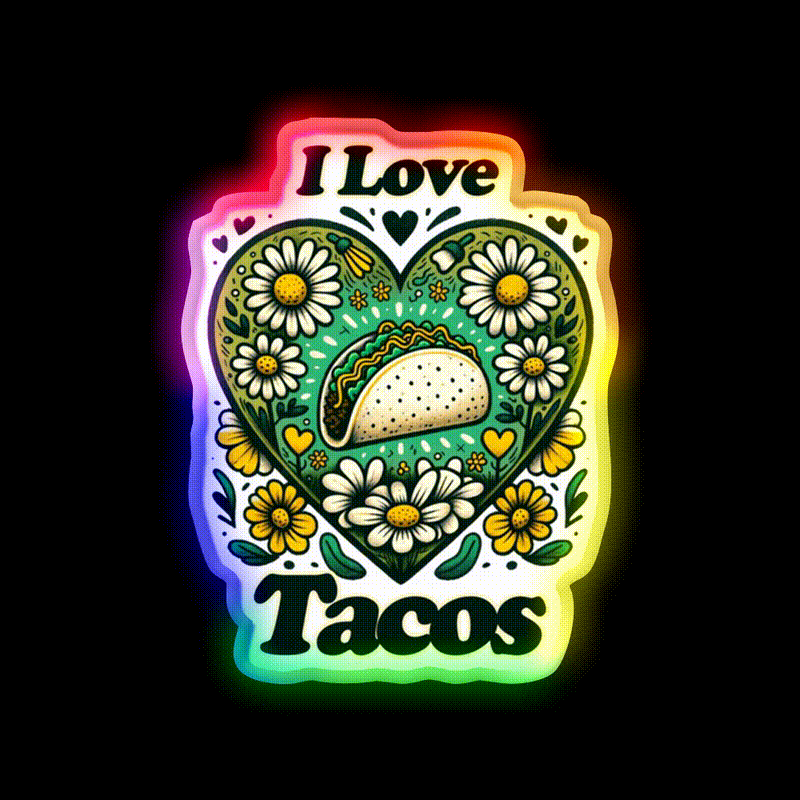 I Love Taco Led Neon Sign Mexican Food Sign Rgb Color - LED neon sign close-up detail