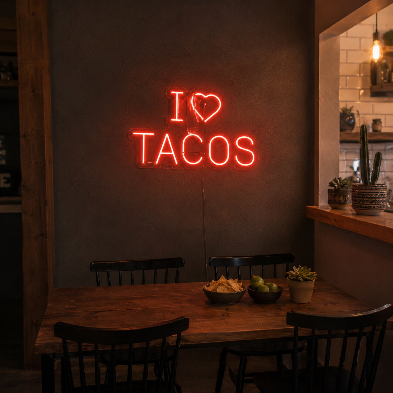 I Love Tacos LED Neon Sign - 03 Real Lifestyle Scene