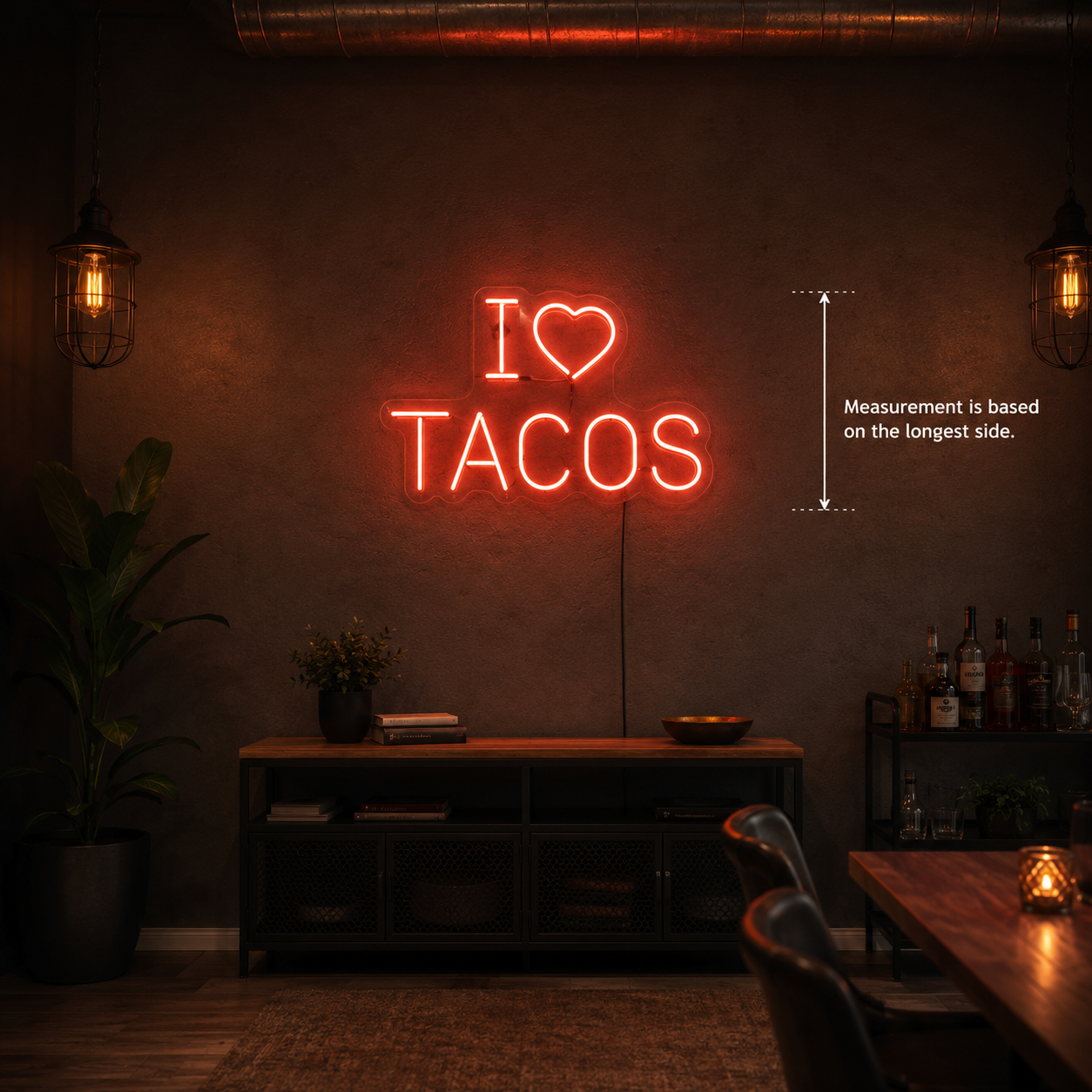 I Love Tacos LED Neon Sign - 04 Size Image