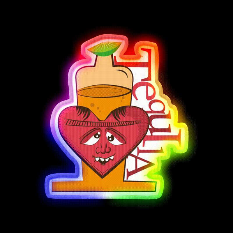 I Love Tequila Party Drink Tequila Led Neon Sign Bar Wall Light Rgb Color - LED neon sign close-up detail