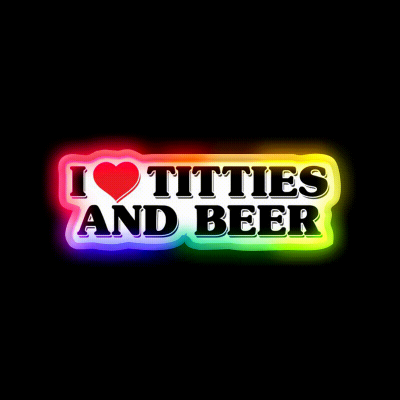 I Love Titties And Beer Man Cave Bar Led Neon Sign Rgb Color - LED neon sign close-up detail