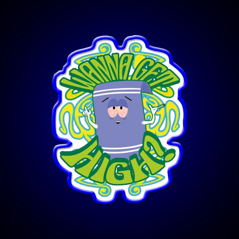 I Love Towelie Gradient Hemp Inspired Green Leaf Led Neon Sign Rgb Color