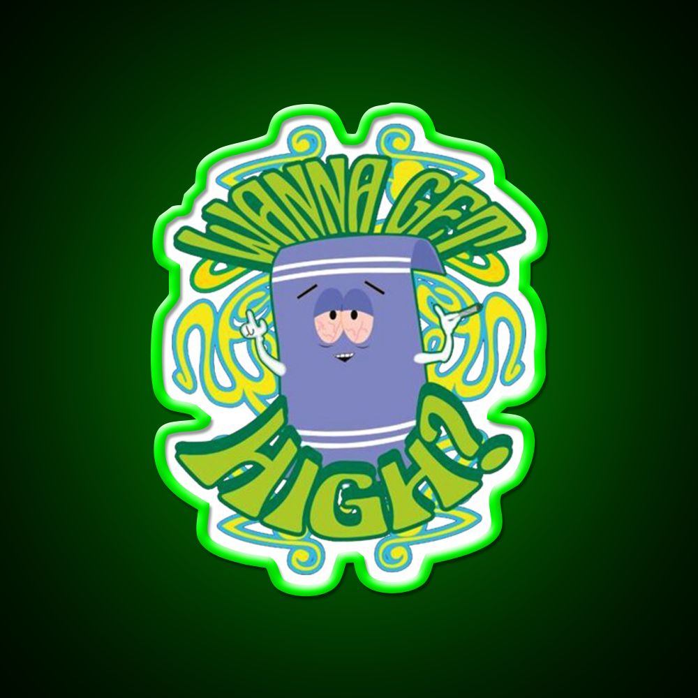 I Love Towelie Gradient Hemp Inspired Green Leaf Led Neon Sign Rgb Color
