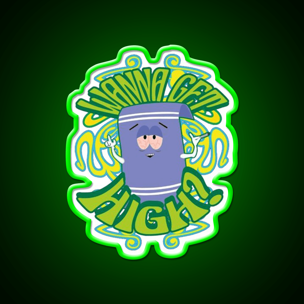 I Love Towelie Gradient Hemp Inspired Green Leaf Led Neon Sign Rgb Color - Shineneon
