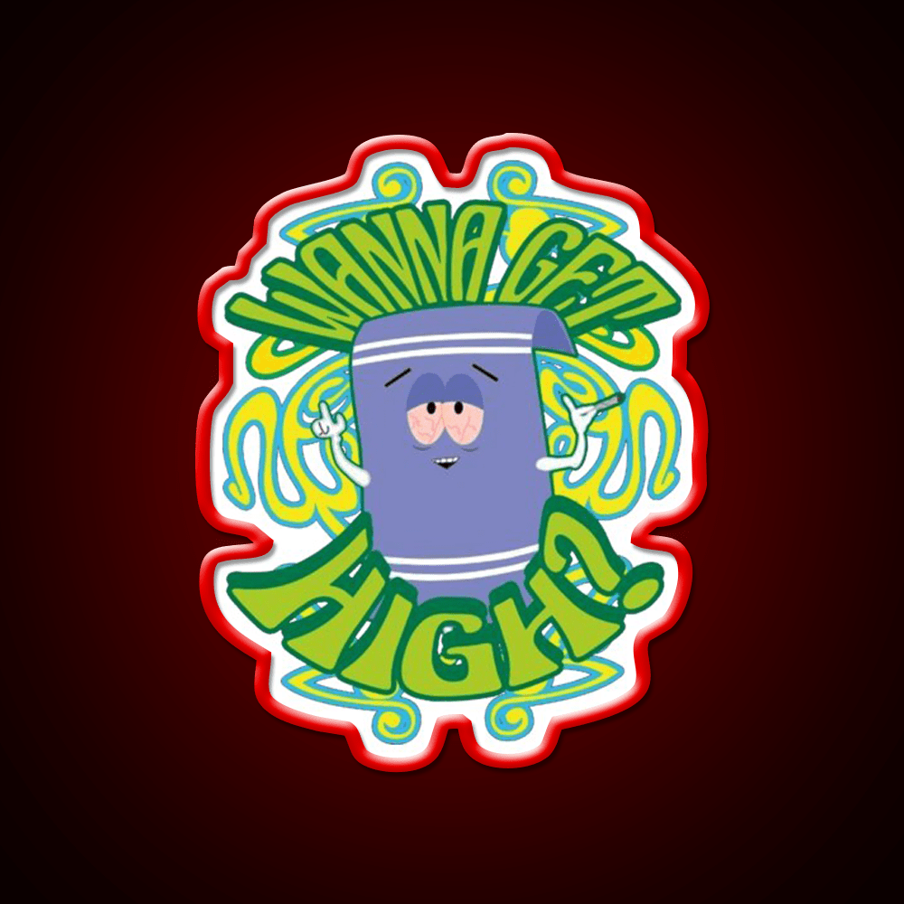 I Love Towelie Gradient Hemp Inspired Green Leaf Led Neon Sign Rgb Color - Shineneon