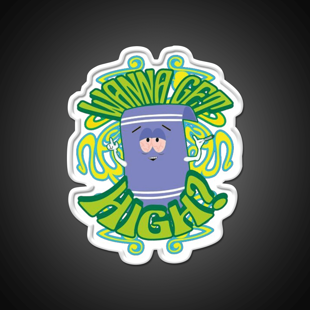 I Love Towelie Gradient Hemp Inspired Green Leaf Led Neon Sign Rgb Color - Shineneon