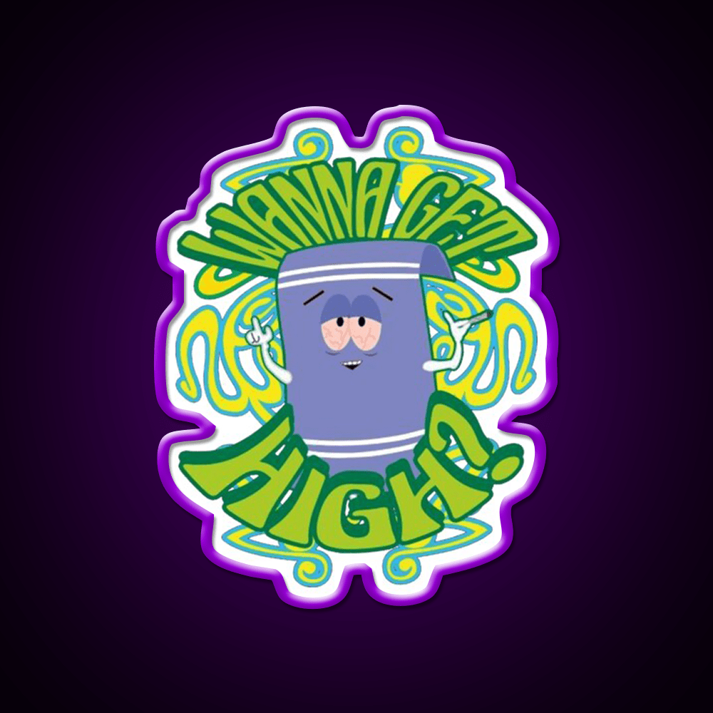 I Love Towelie Gradient Hemp Inspired Green Leaf Led Neon Sign Rgb Color - Shineneon
