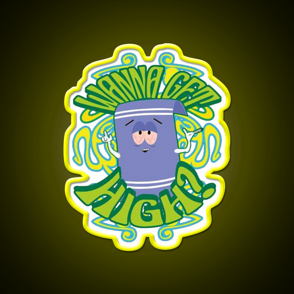 I Love Towelie Gradient Hemp Inspired Green Leaf Led Neon Sign Rgb Color