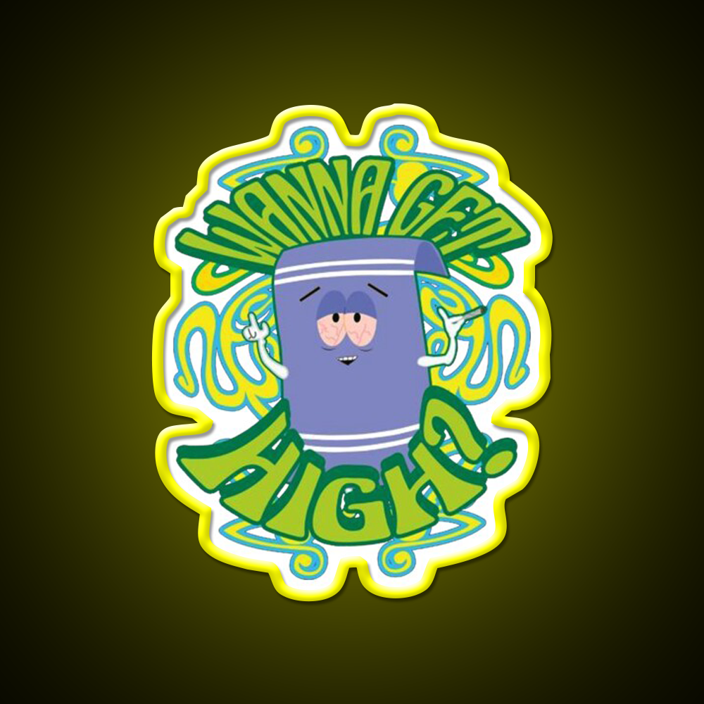 I Love Towelie Gradient Hemp Inspired Green Leaf Led Neon Sign Rgb Color