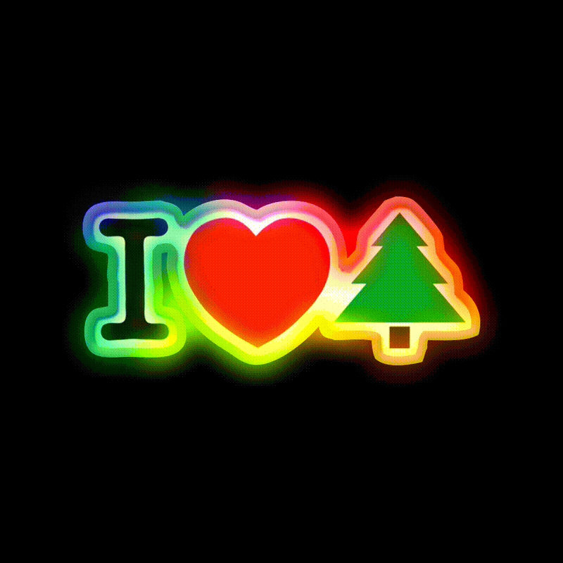 I Love Tree Hemp Inspired Green Leaf Led Neon Sign Rgb Color - LED neon sign close-up detail
