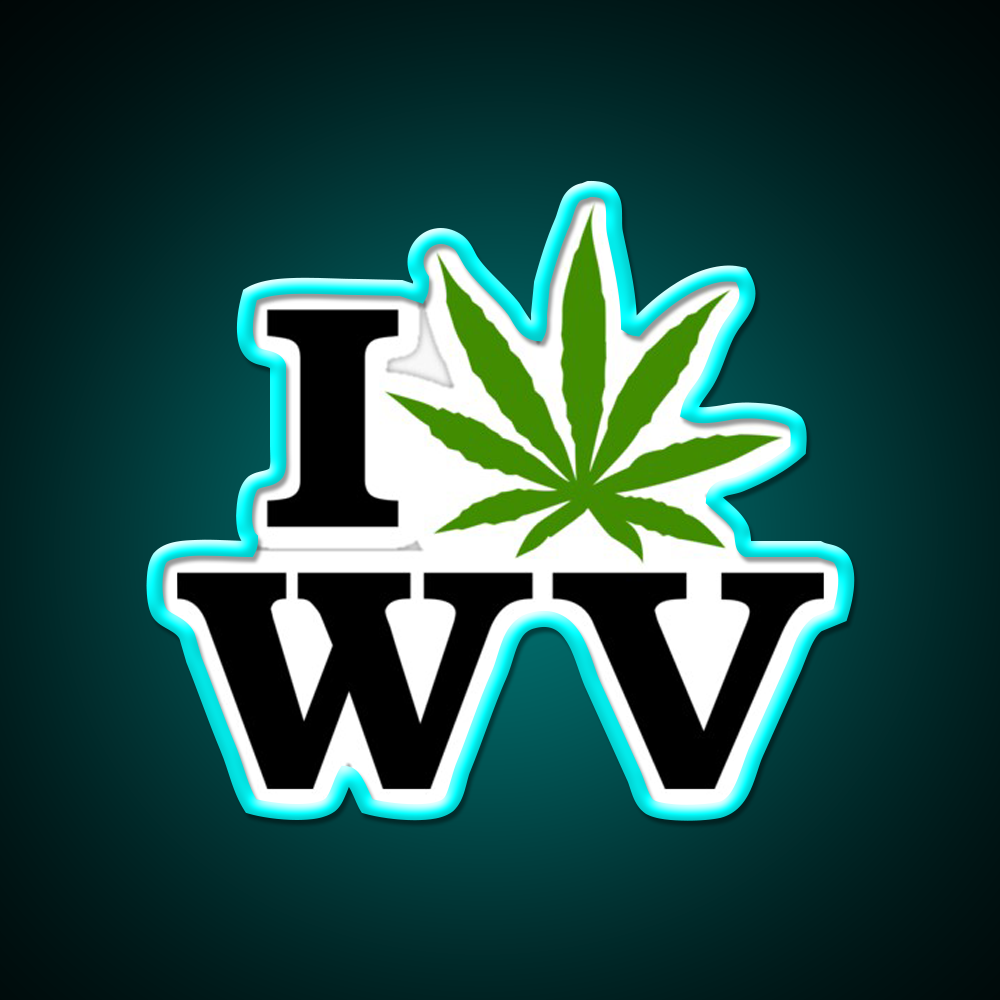 I Love West Virginia Weed Hemp Inspired Green Leaf Led Neon Sign Rgb Color - Size and dimension reference